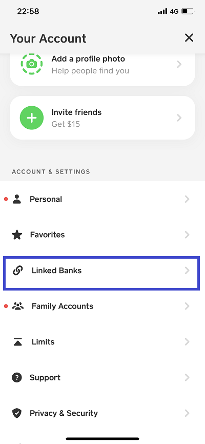 linked banks cash app