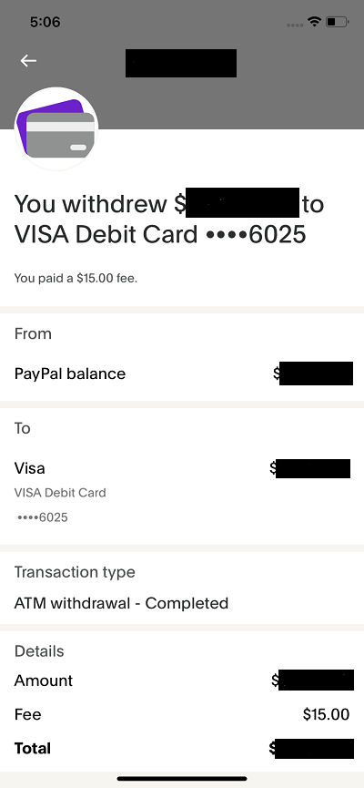 successful withdrawal from paypal to cash app visa card