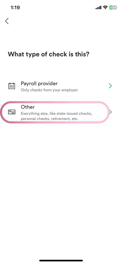 chime mobile check deposit type of check