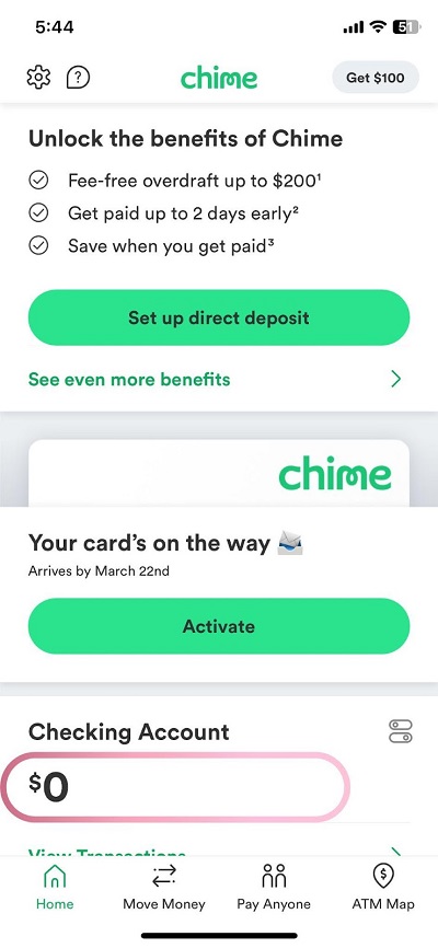 chime zero out balance