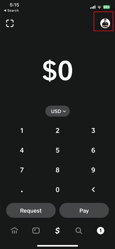 going to my cash app profile