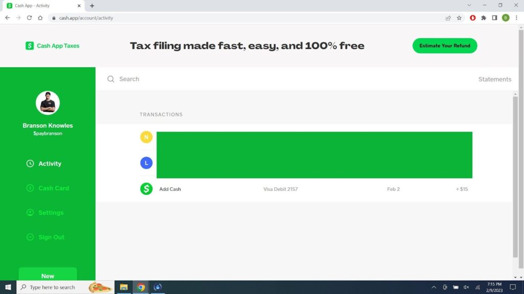 my cash app transactions
