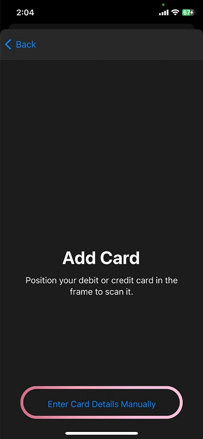 entering card details