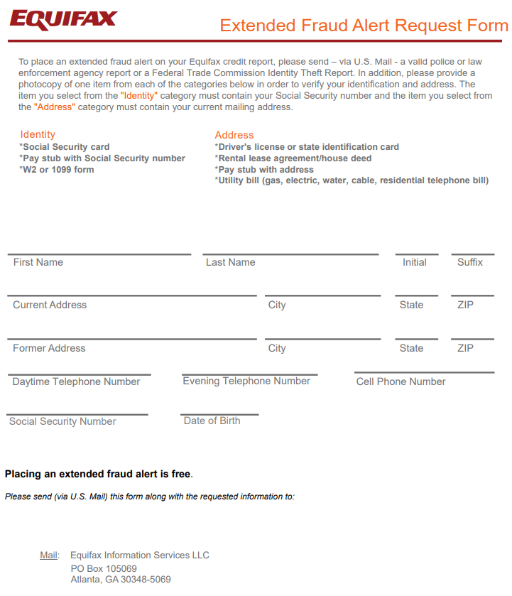 equifax fraud alert form