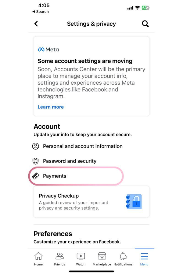 facebook app payments