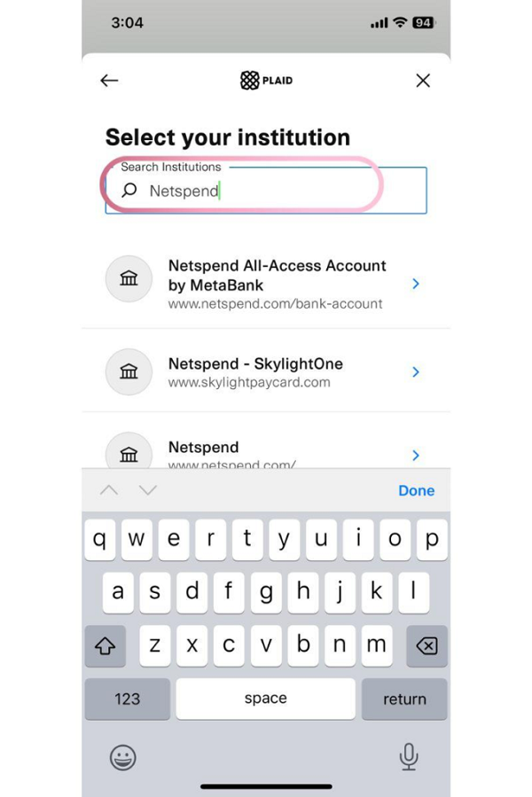 robinhood netspend search