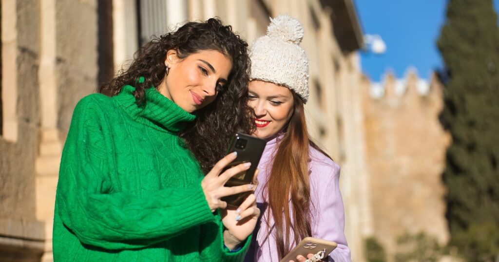using smartphones outside