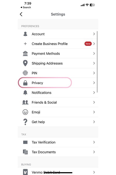venmo privacy block