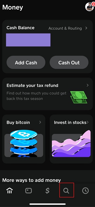 cash app search bar