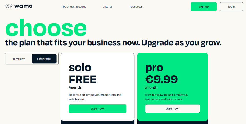 wamo for sole trader