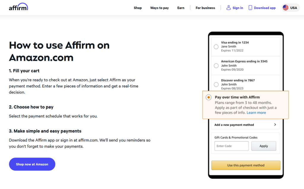 affirm amazon
