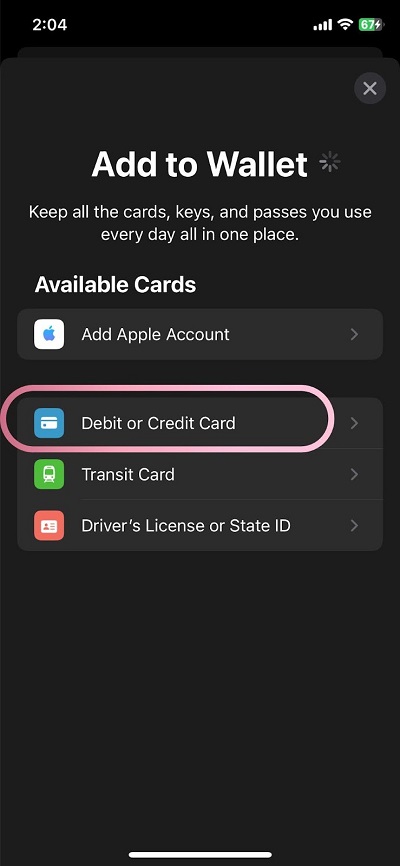 adding edd card to apple wallet