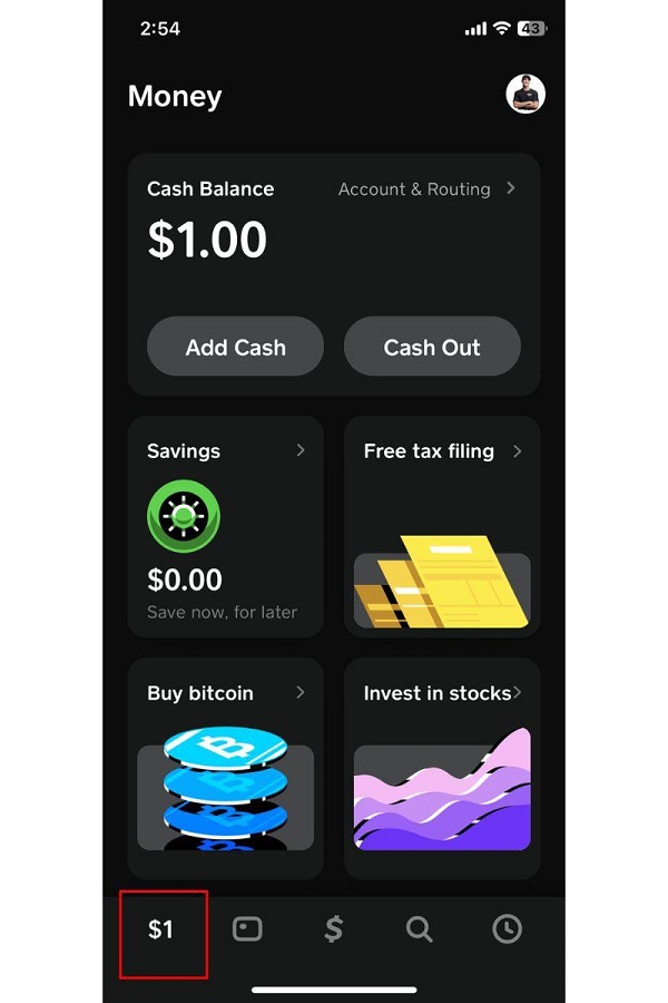 cash app banking tab