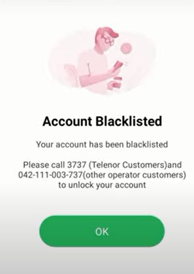 easypaisa account blacklisted