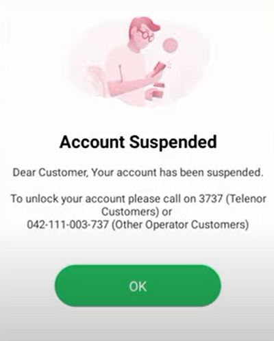 easypaisa account suspended