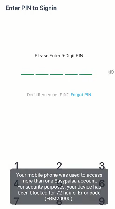 easypaisa device blocked multiple accounts