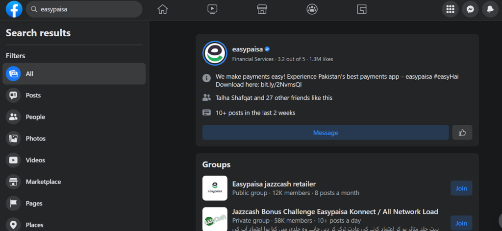 easypaisa facebook chat