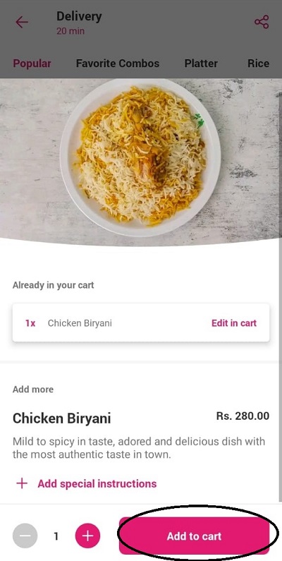 foodpanda order step 1