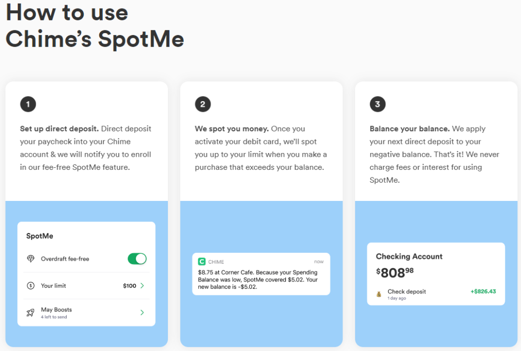 how to use chime spot me