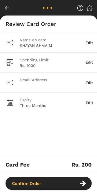 jazzcash card confirm order