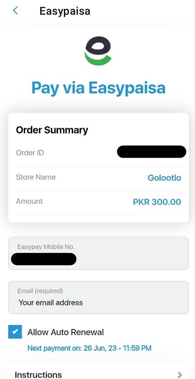 paying with easypaisa