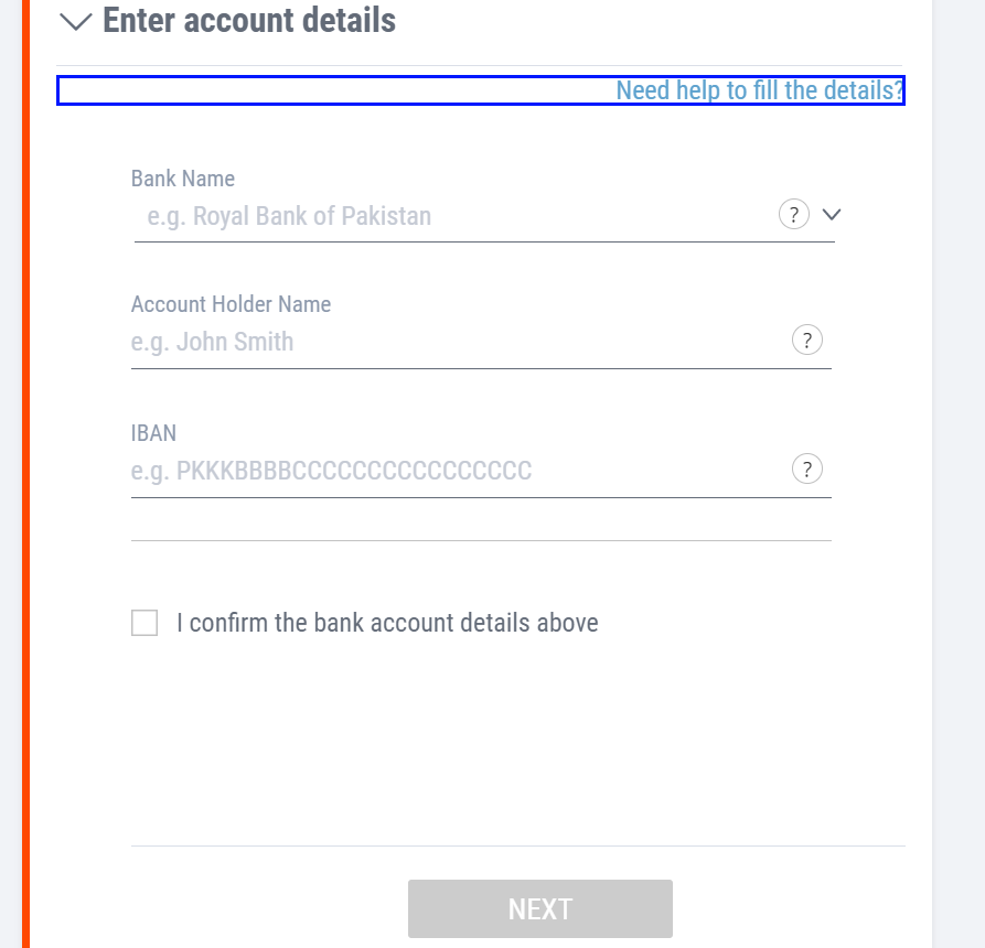 payoneer adding bank account details