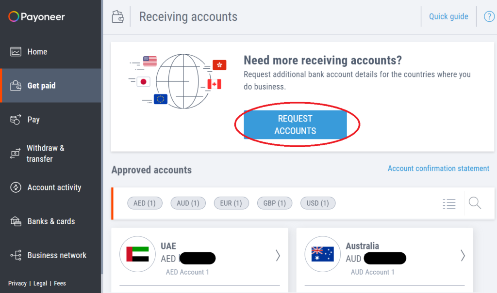 payoneer getting multi-currency account