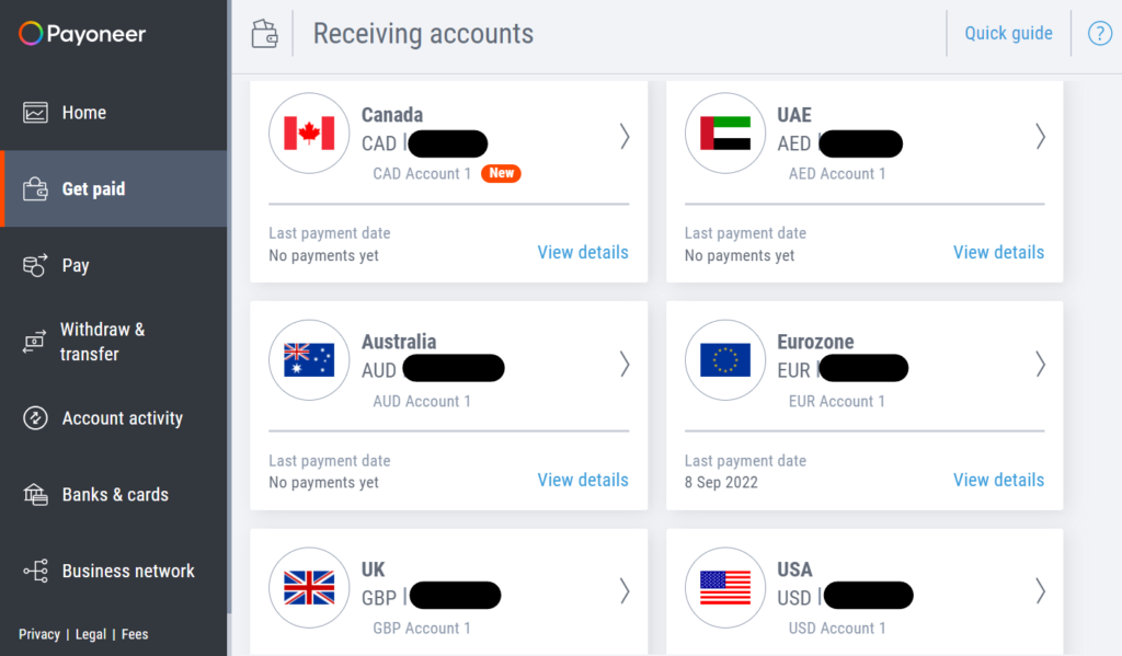 payoneer multi-currency dashboard