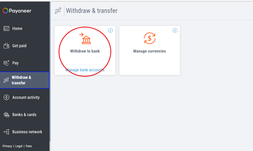 payoneer withdraw to bank
