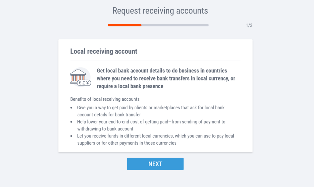 requesting receiving accounts