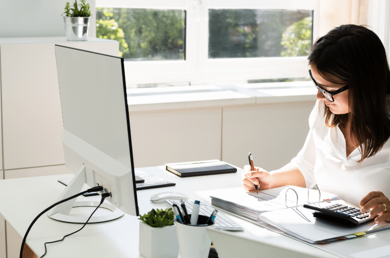 working with paper in the office