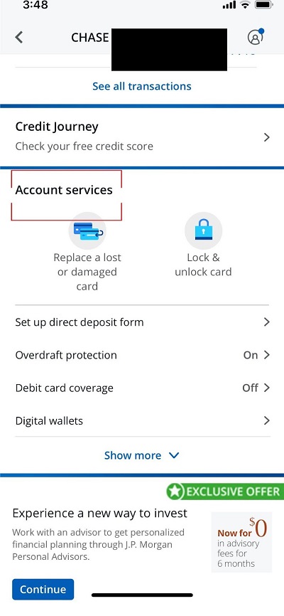 chase app account services
