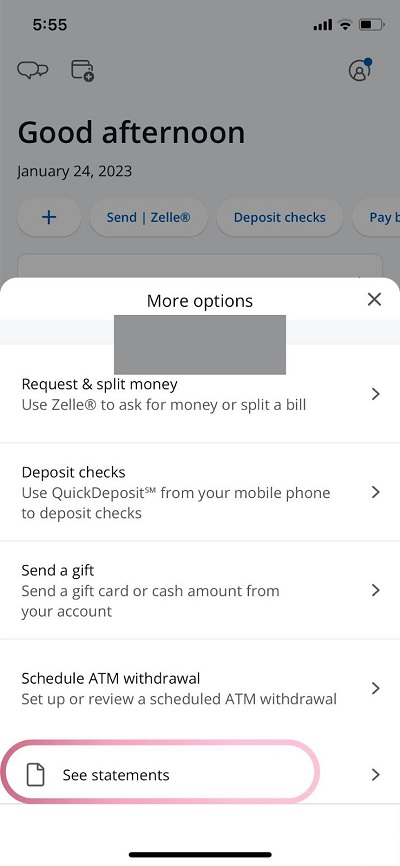 chase app see statements