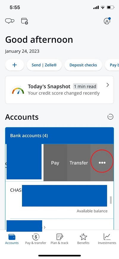 chase mobile app dashboard