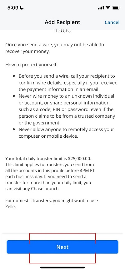 chase wire transfer