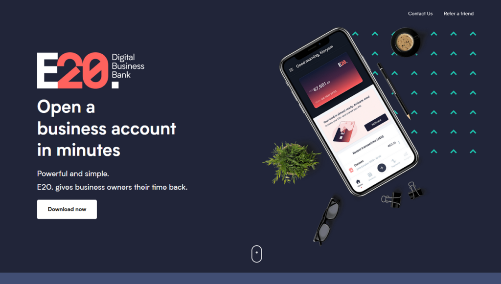 e20 digital business bank accounts