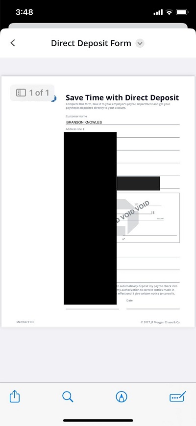 new direct deposit form