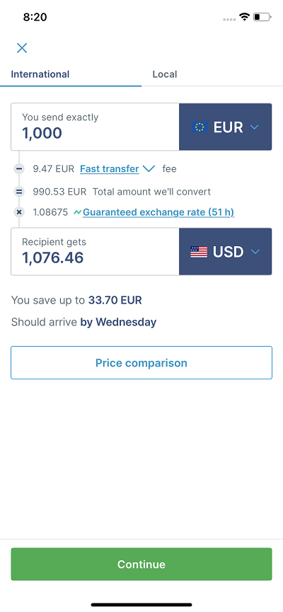 wise international transfer