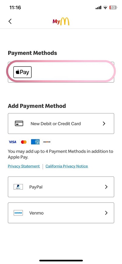 apple pay paying on the app