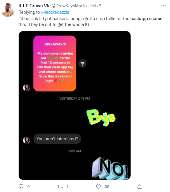 cash app scam example