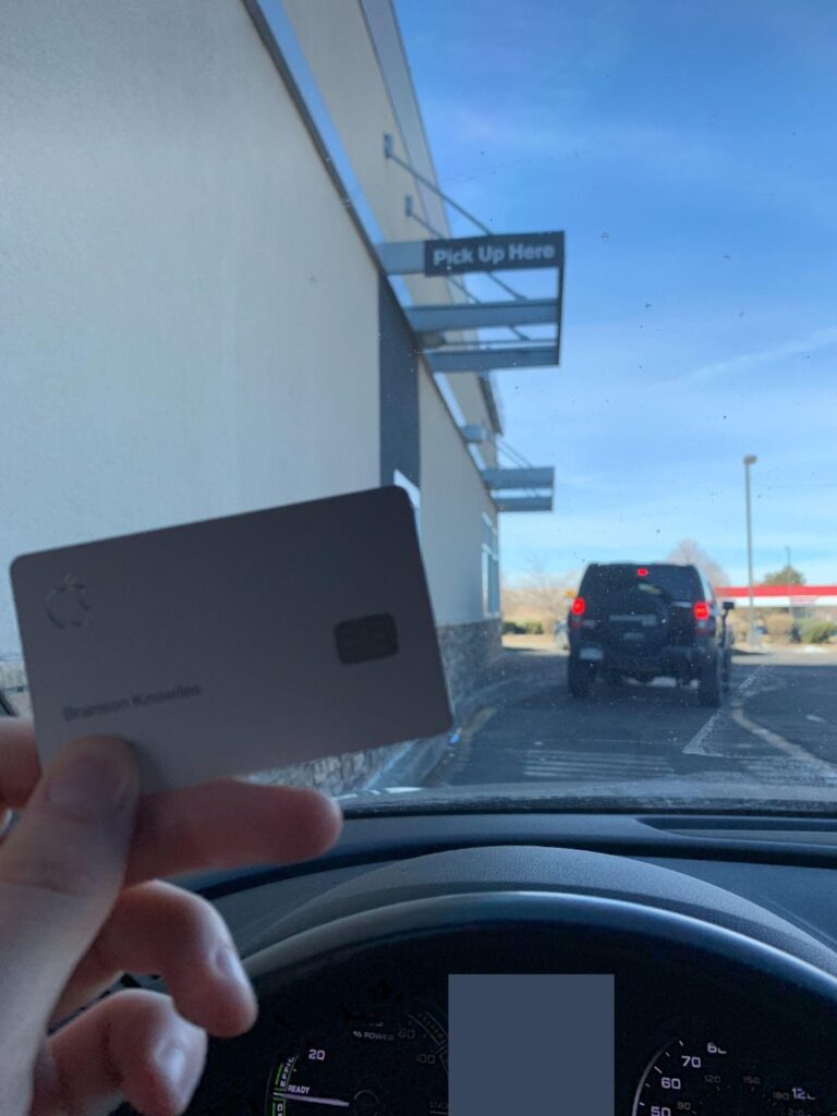 getting ready my card when entering mcdonalds drive thru