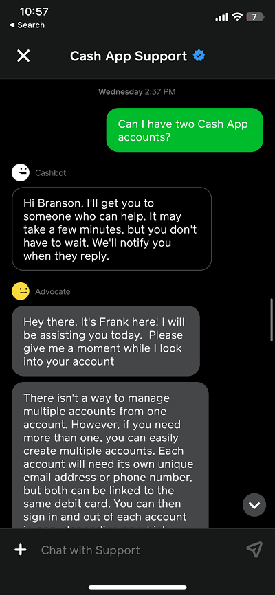 i'm checking if it is allowed to have two cash app accounts