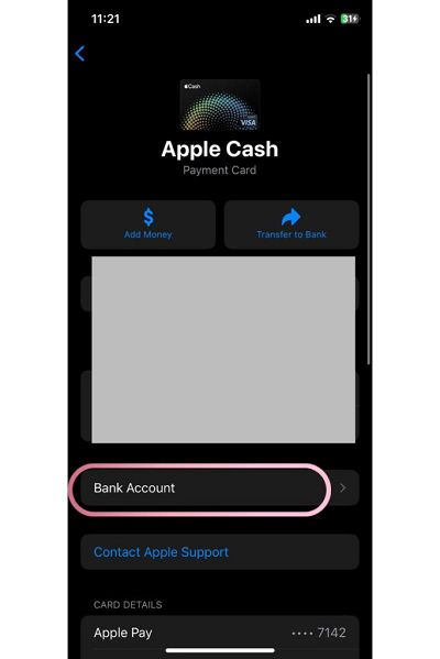 apple cash bank account