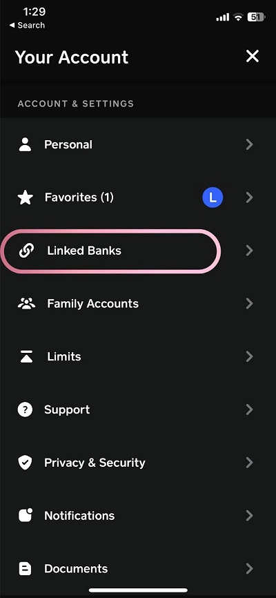 cash app linked banks