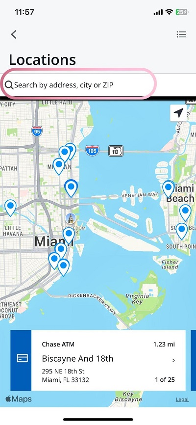 chase locations map