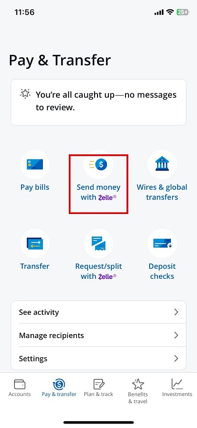 chase send money with zelle