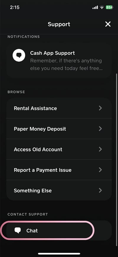 cash app support chat