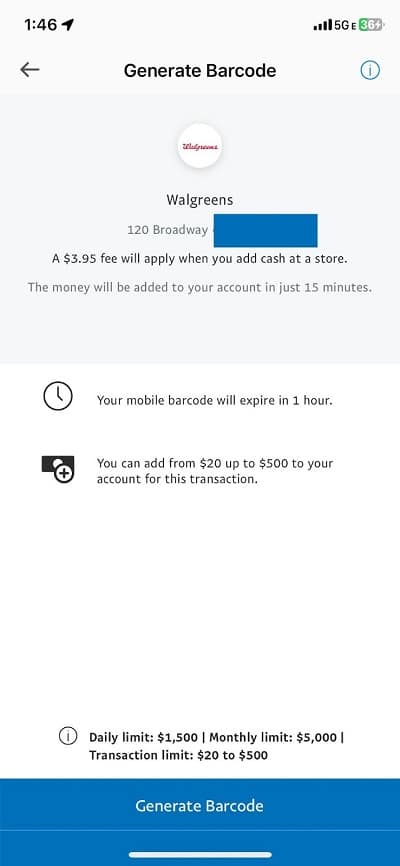 generating paypal cash barcode