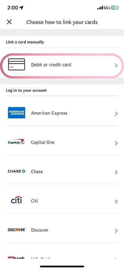 linking card to paypal account