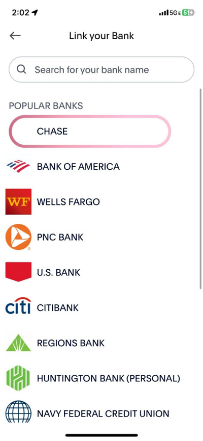 linking the bank account